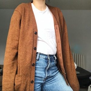 Uniqlo rust brown 100% wool cardigan